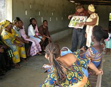 Image shows health educators and several women
