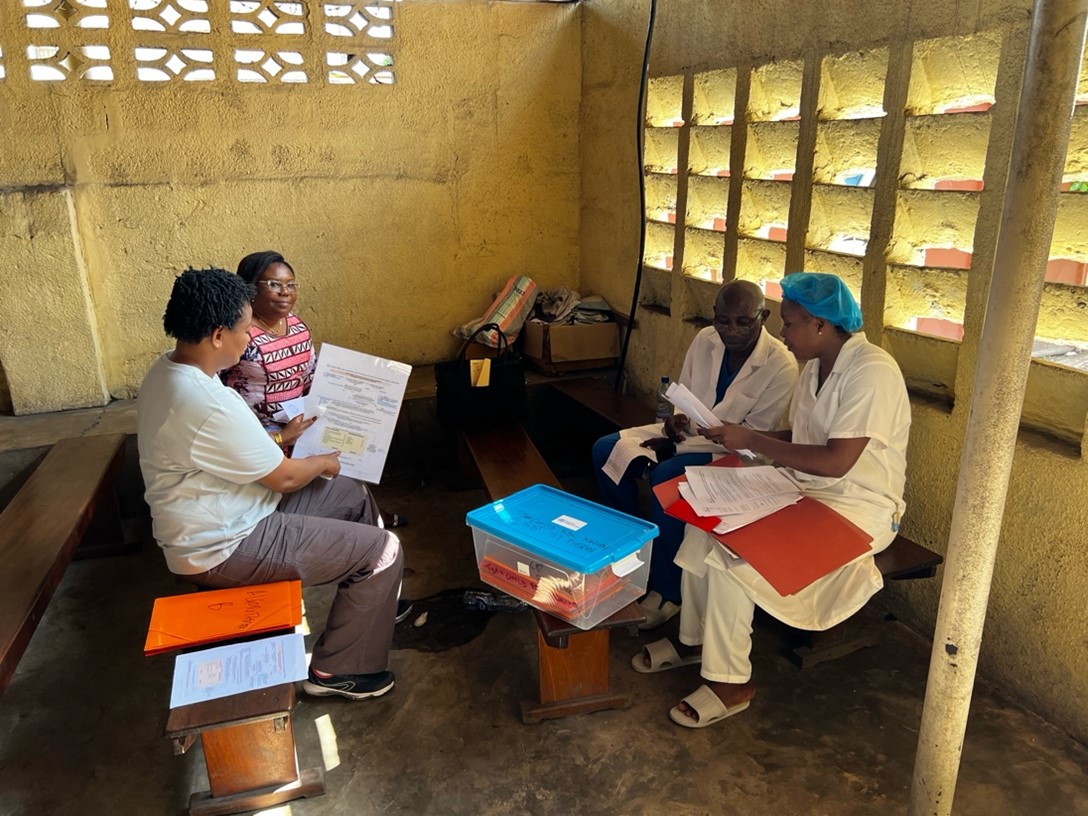 Reviewing the study material in Saint Pierre research site in Kinshasa.