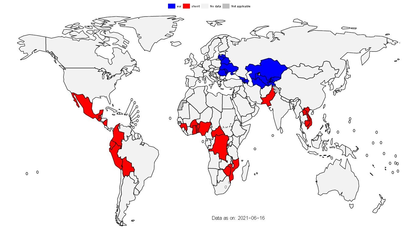 map presenting countries involved in ShORRT initative and the initiative led by the WHO Regional Office for Europe